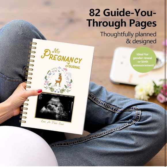 Pregnancy Journal with Gold Accents Maternity Memory Book - 82 Pages Hardcover - Picture 2 of 10